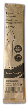 Huhtamaki Future smart wooden spoon 110mm single-wrapped
