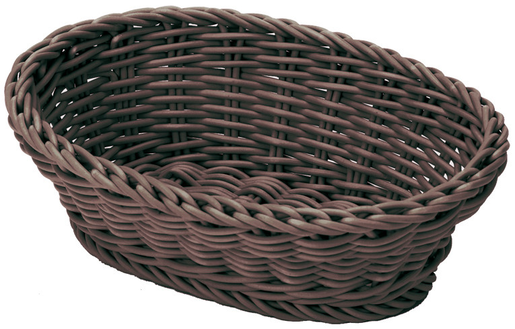 Basket oval 25x17cm brown, plastic weave, height 8,5cm