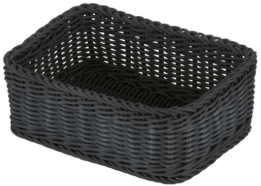 Basket GN 1/4-100 black, plastic weave 26,5x16x10cm