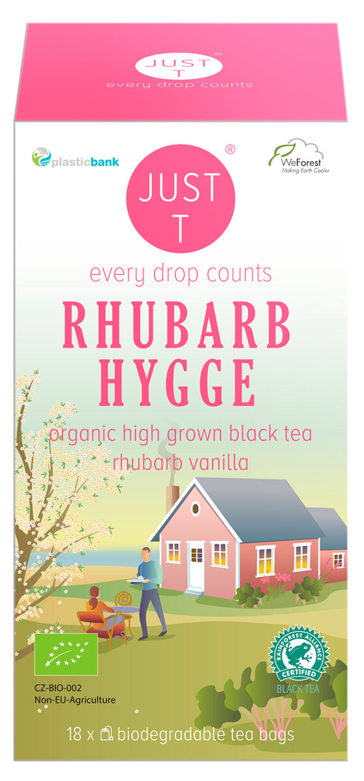 Just T organic Rhubarb hygge black tea 18bg