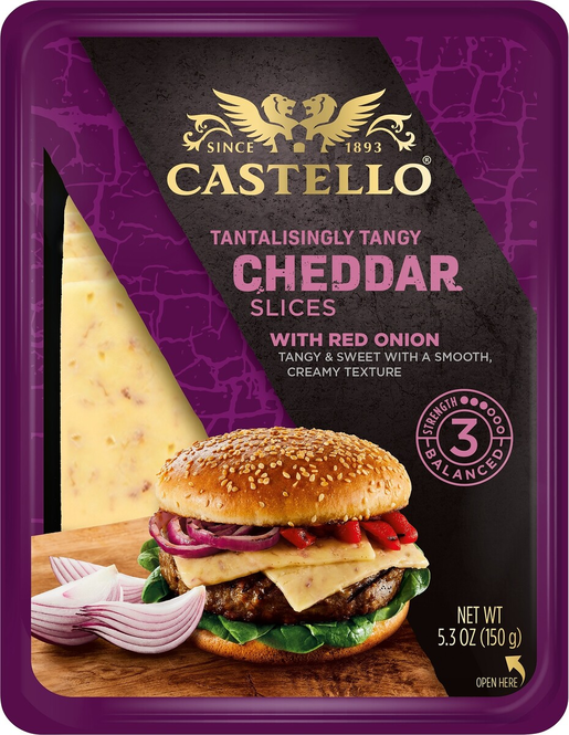 Castello Burger Cheddar caramelized red onion 150g cheese slices