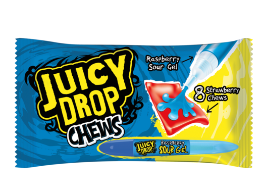 Topps Juicy Drop Chews karamellgodis med sur gele 67g