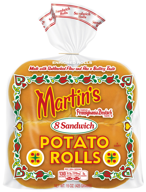 Martin's Famous classic potato rolls 3,5inch 8pcs 425g frozen