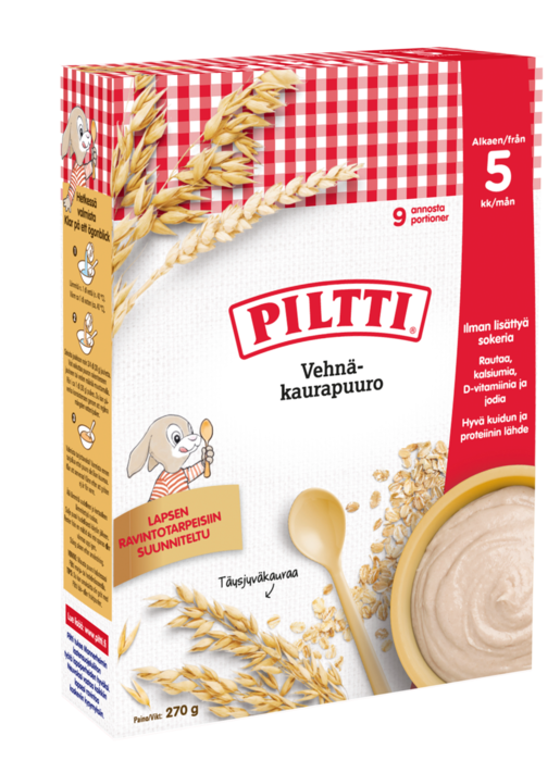 Piltti porridge with wheat and whole grain oat porridge powder 5 months 270g