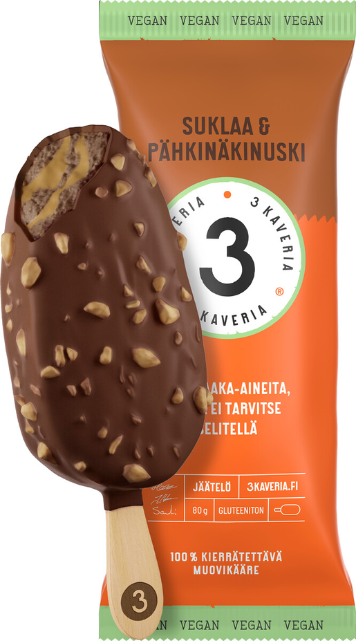 3 Kaveria chocolate-nutcaramel ice cream stick 110ml vegan