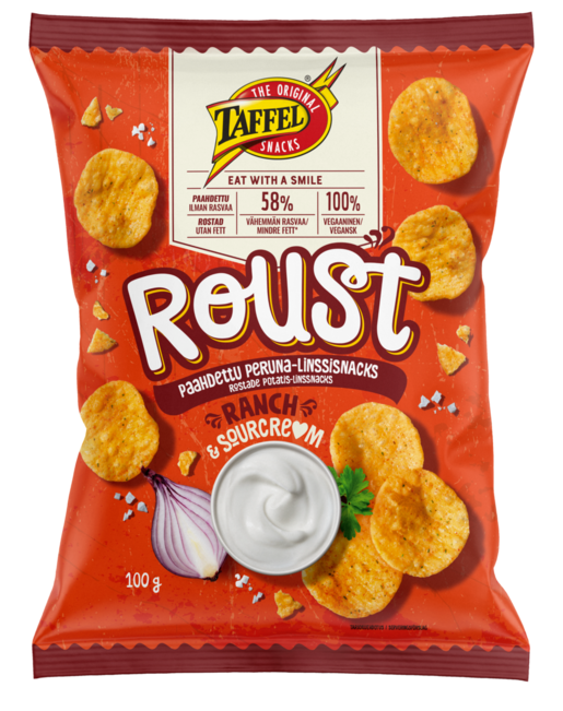 Taffel Roust ranch and sourcream roasted potato chips 100g