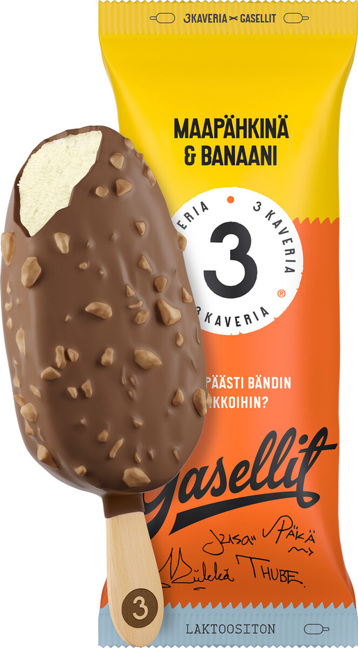 3 Kaveria peanut-banana ice cream bar 110ml lactose-free