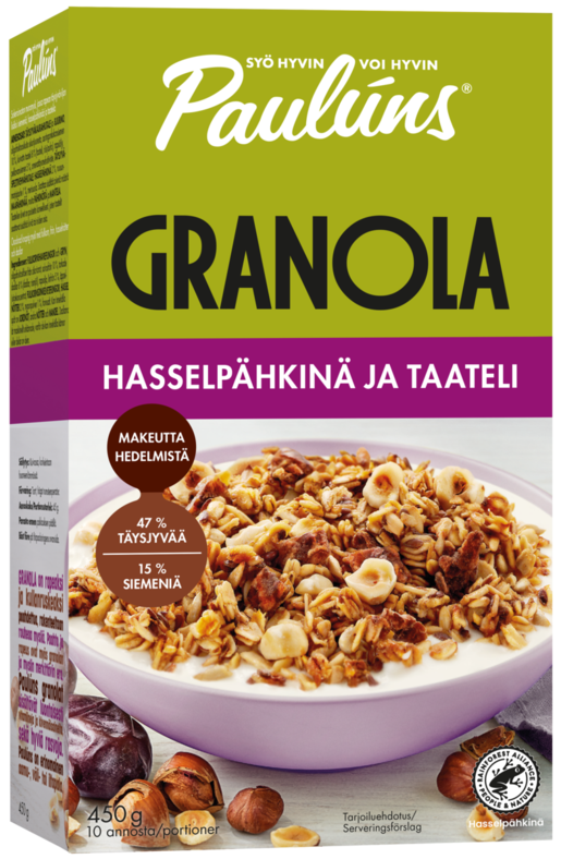 Paulúns hazelnut and date granola muesli 450g