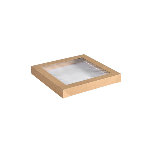 Biopak Glance brown cardboard/PLA lid 229x228x30mm 100pcs ,for 3000ml box 200930