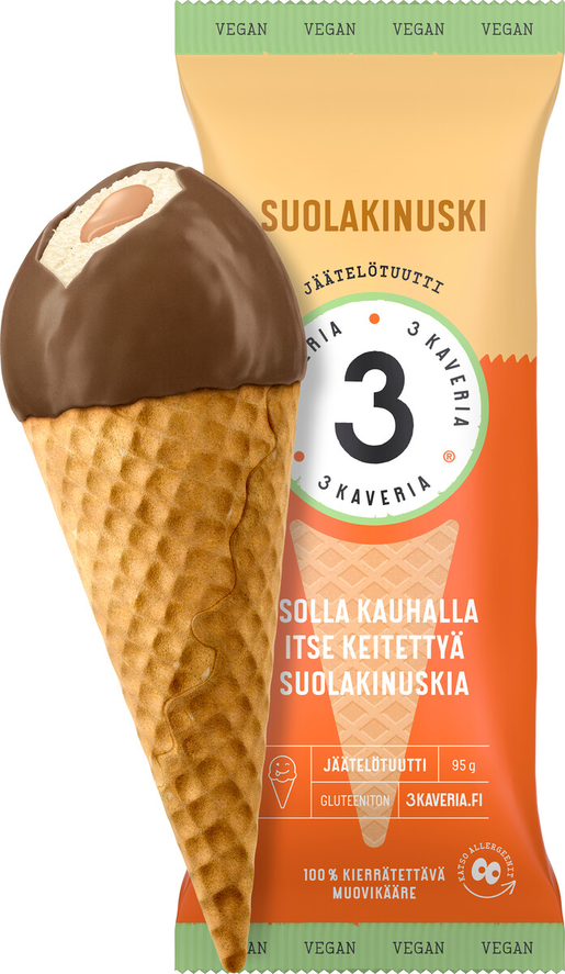 3 Kaveria salted caramel ice cream cone 150ml vegan
