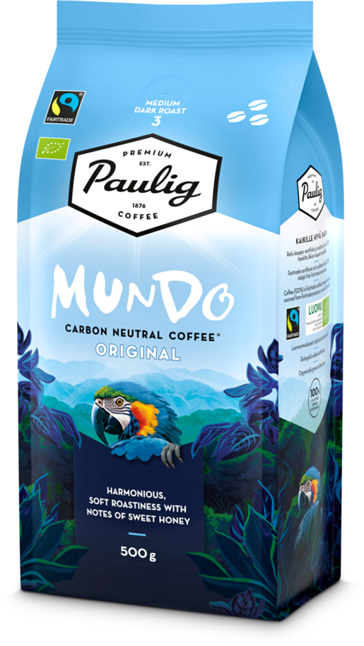 Paulig Mundo organic coffee bean 500g Fairtrade