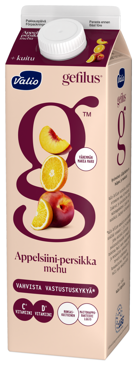 Valio Gefilus® saft 1 l apelsin-persika+fiber
