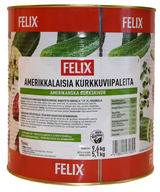 Felix Amerikkalainen pickled cucumber slices 9,6/5,1kg