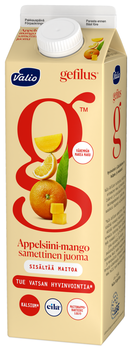 Valio Gefilus mjuk och len saft 1 l apelsin-mango laktosfri