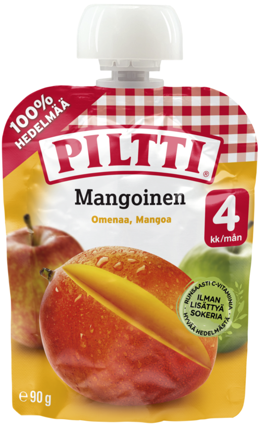 Piltti apple mango fruit puree 4months 90g pouch