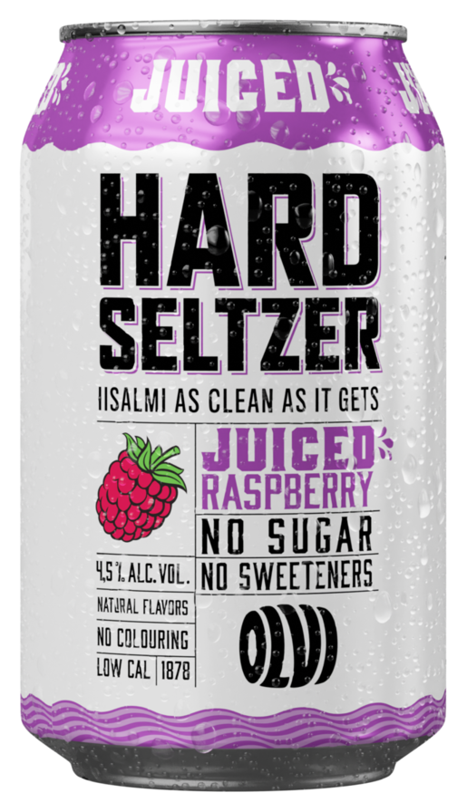 OLVI Hard Seltzer Juiced Raspberry 4,5 % 0,33l tölk
