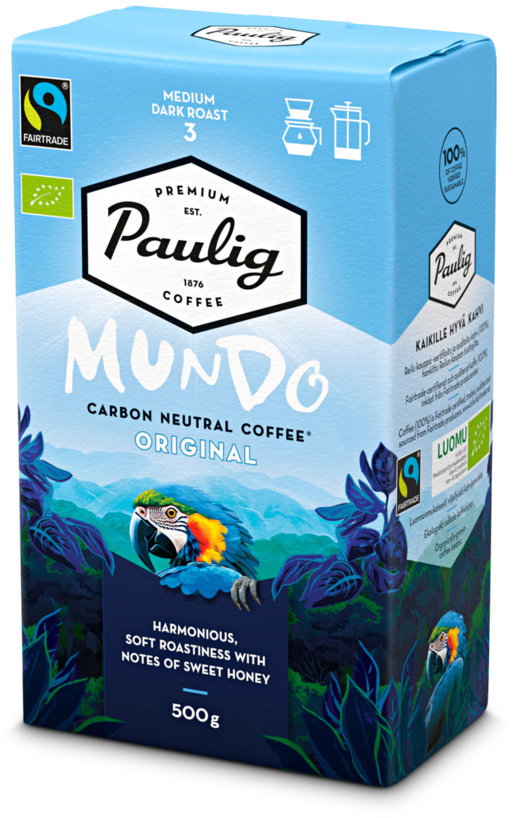 Paulig Mundo luomu suodatinkahvi 500g hienojauhettu, Reilu kauppa