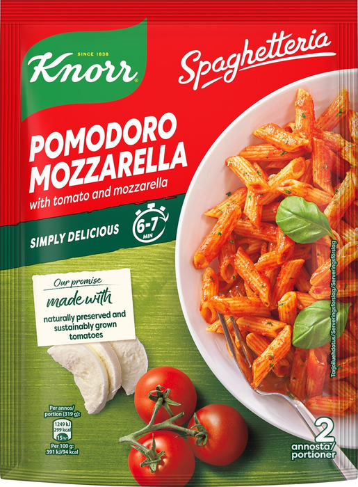 Knorr Spaghetteria tomaatti-mozzarella pasta-ateria 2 annosta 163g