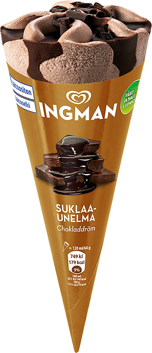 Ingman Suklaaunelma jäätelötuutti 120ml laktoositon