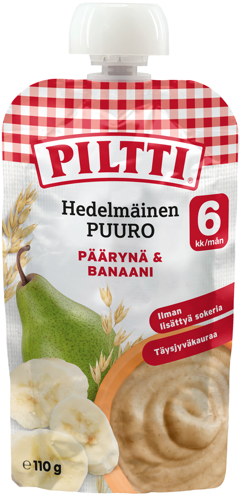 Piltti 110g fruity porridge pear-banana 6mth pouch