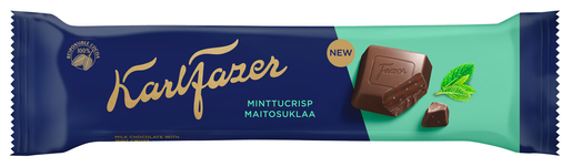 Karl Fazer milk chocolate bar with mint crisp 37g