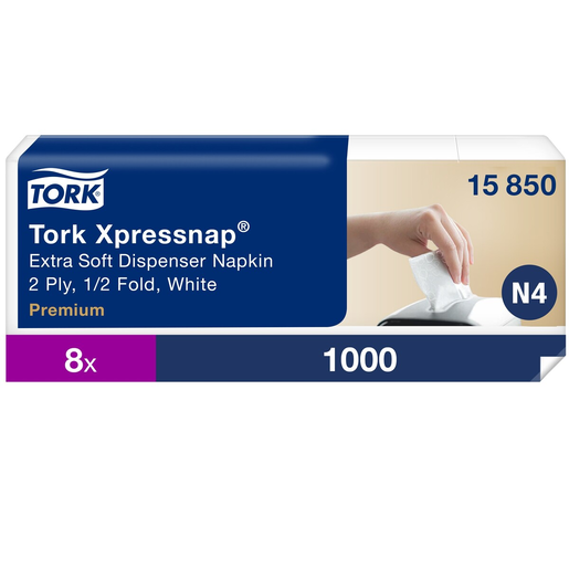 Tork Xpressnap® Extra Soft Dispenser Napkin White 5x200pcs/21,6x16,5cm, 1/2-fold N4
