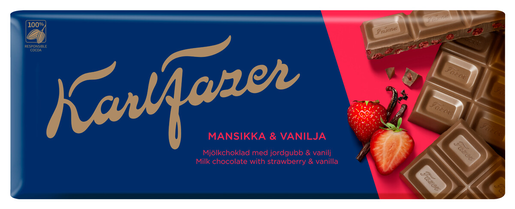 Karl Fazer mjölkchokladkaka med jordgubbar och vanilj 190g
