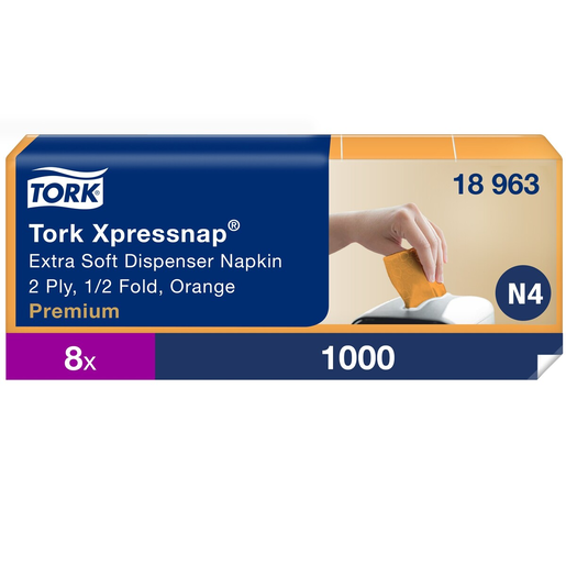 Tork Xpressnap® annostelijaliina oranssi 5x200kpl/21,3x16,5 2 kert 1/2 taitto N4