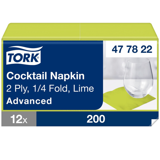 Tork Cocktail/Coffee Napkin Lime 200pcs/24cm 2 ply 1/4fold