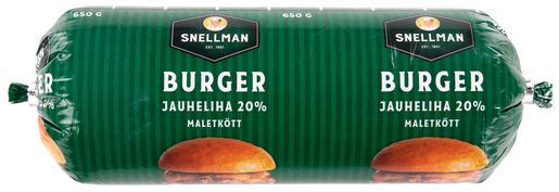 Snellman street food burger malet kött av nöt 20% 650g