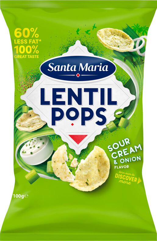 Santa Maria Sour Cream Onion Lentil Pops linssisipsi 100g