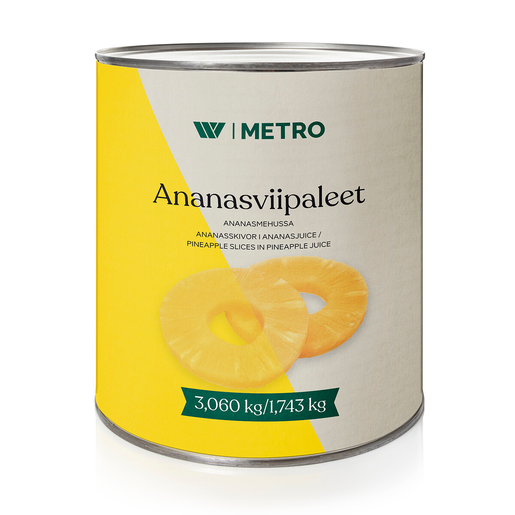 Metro Ananasskivor i ananasjuice 3050/1790g