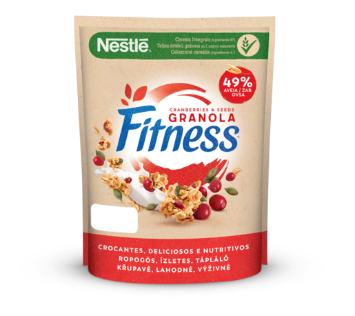 Nestlé Fitness Granola Karpalo 300g kaura-vehnägranolaa, karpaloita ja kurpitsansiemeniä