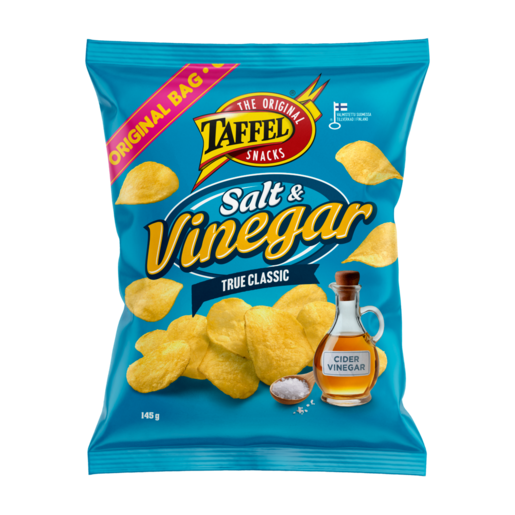 Taffel Salt & Vinegar flavoured potato chips 145g