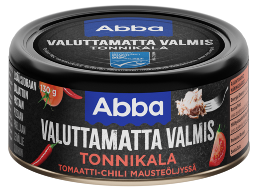 Abba MSC no drain tuna fish flavoured with tomato-chili spiced oil 130g