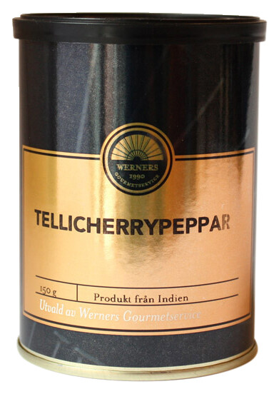 Werners tellicherry-pippuri kokonainen 150g