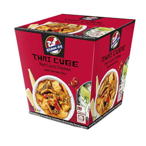 Kitchen Joy thai-cube red curry chicken with jasmine rice 350g frozen meal
