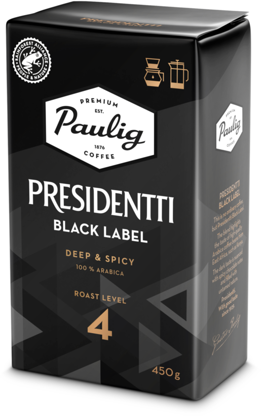 Presidentti Black Label suodatinkahvi 450g hienojauhettu