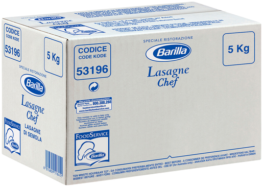 Barilla lasagne plates 5kg ½ GN