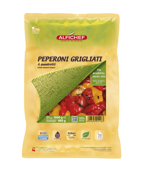Alfichef grilled squared peppers pieces 1000/850g pouch
