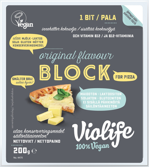 Violife Original Block for pizza kokosoljeprodukt 200g vegan