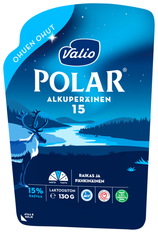 Valio Polar 15% ohuen ohut juustoviipale 130g