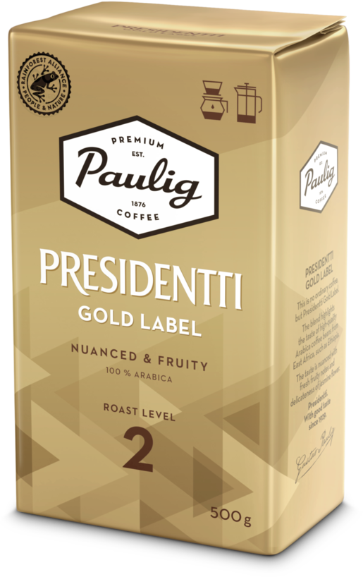 Presidentti Gold Label kahvi 500g hienojauhettu