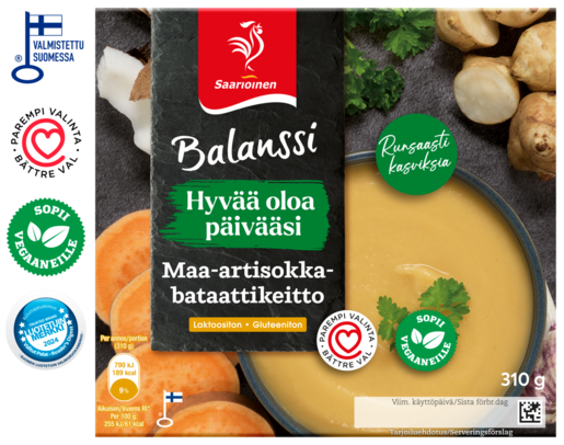Saarioinen Balanssi ground artichoke and sweet potato soup 310g