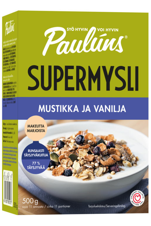 Pauluns blueberry and vanilla muesli 500g