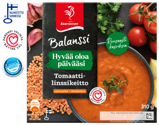 Saarioinen Balanssi tomato-lentil soup 310g