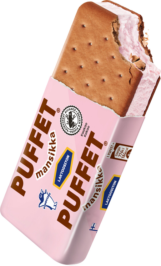 Puffet strawberry ice cream sandwich 110ml lactose free