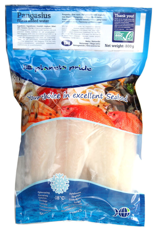 ASC Planets Pride pangasius fillets 120-170g/800g added water, frozen