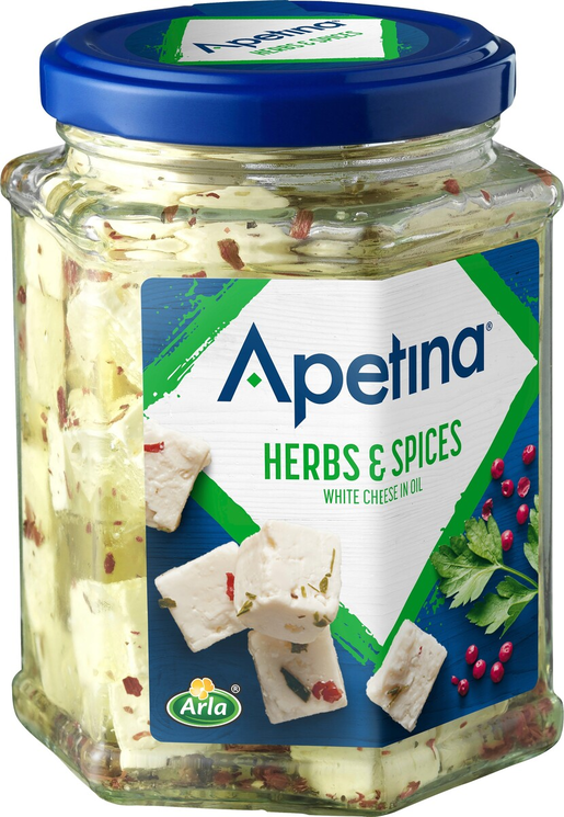 Apetina 265/150g medelhavsinspirerad ost tärningar i olja med örter och kryddor