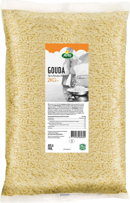 Arla Pro gouda 28% pizza cheese crumbs 2kg